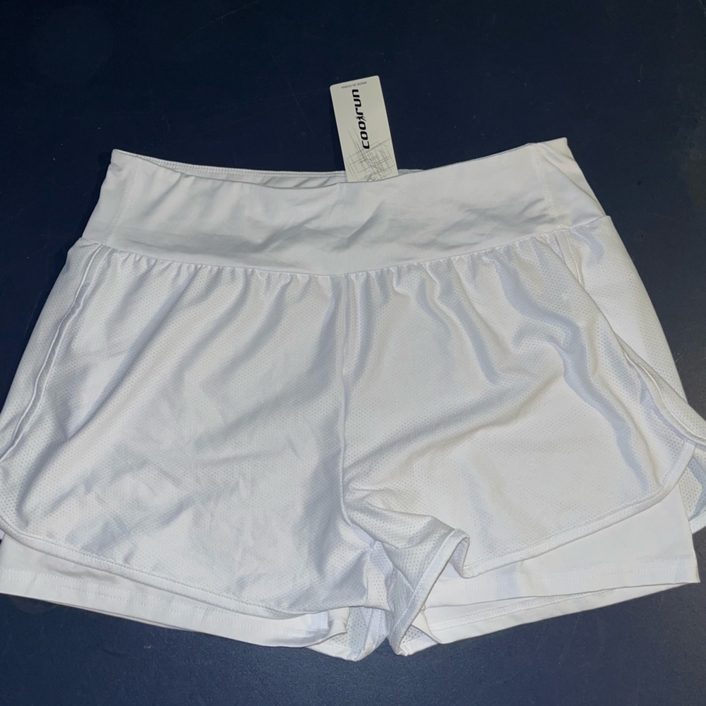 Coorun white bike sport shorts running xxl new nwt mesh stretch layer